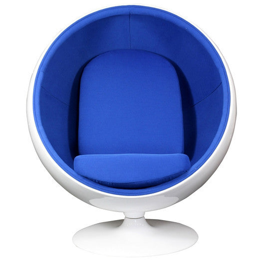 Modway Kaddur Lounge Chair - White Frame and Blue Fabric