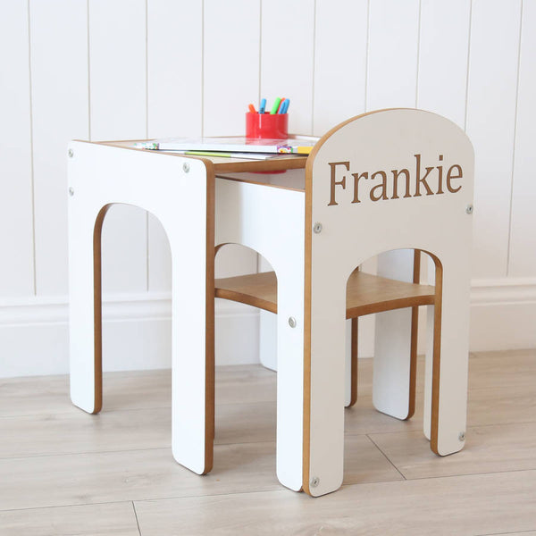 White Wooden Desk And Chair