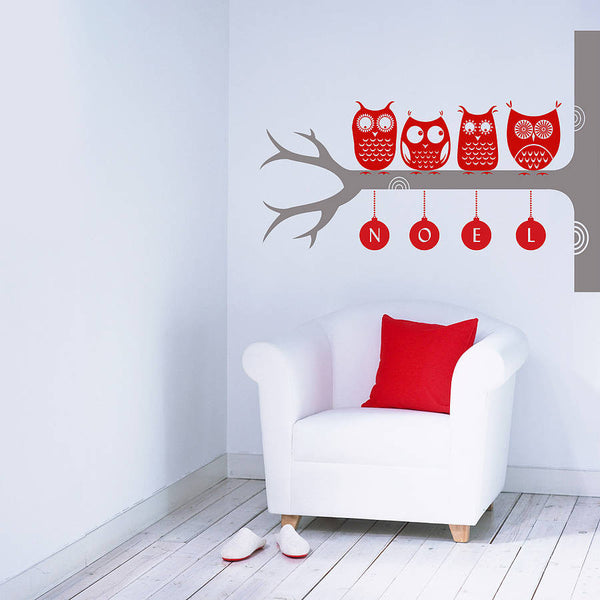 Festive Woodland Owl Wall Stickers