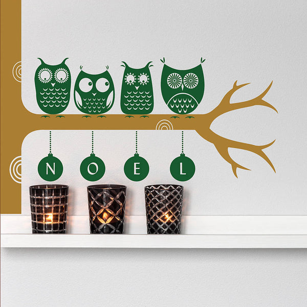 Festive Woodland Owl Wall Stickers